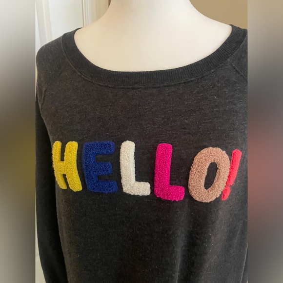HELLO! Felt Winter Fall Sweatshirt - Picture 2 of 3
